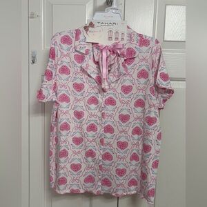 Tahari Girl Mama & Me Mommy & Me Valentine’s Day Heart Pajama Set Adult